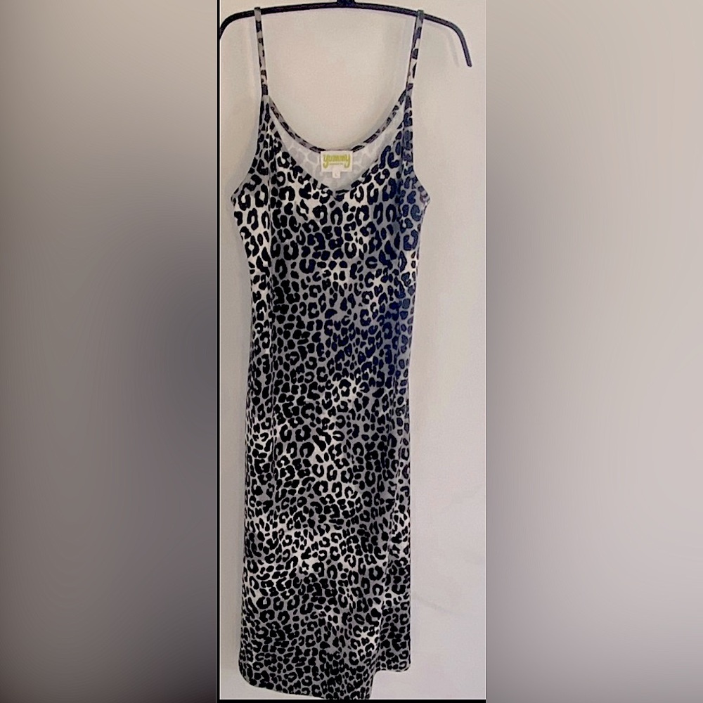 Leopard Print Maxi Dress Black/White/Gray Size L